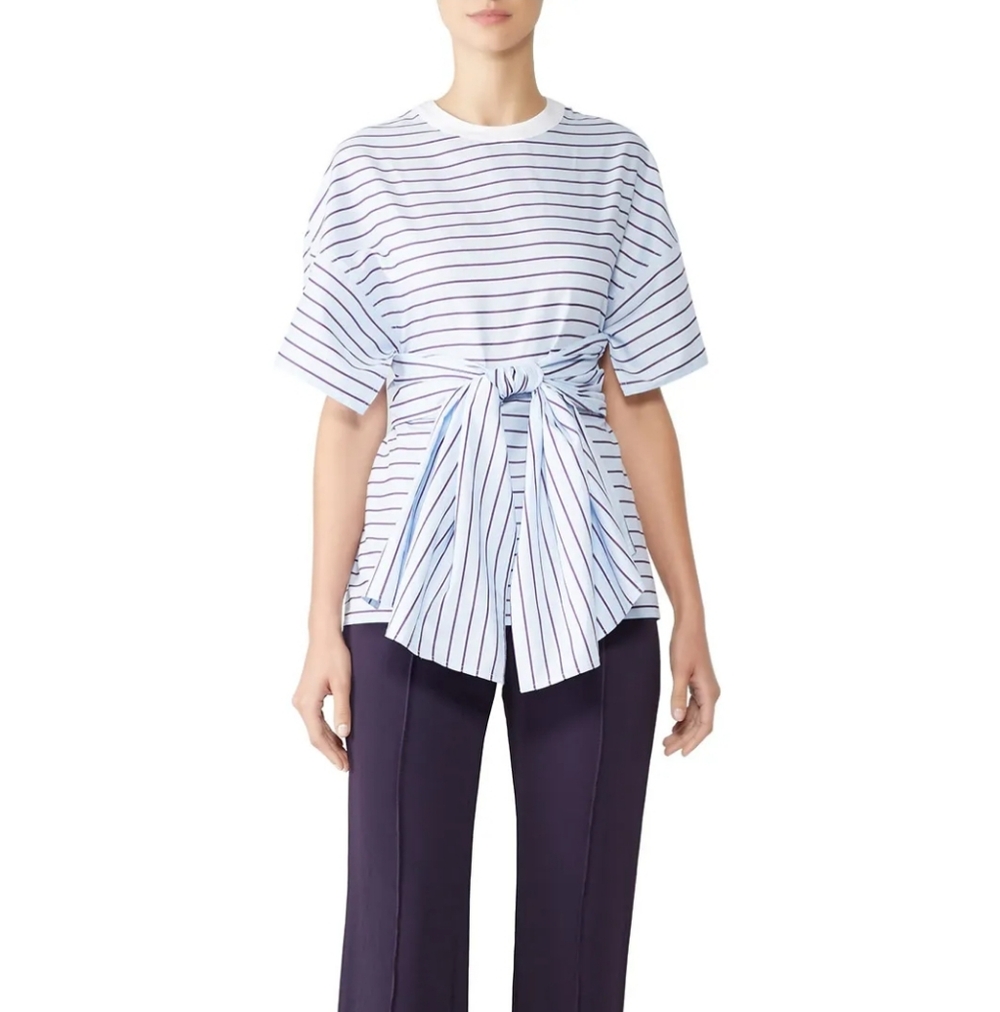 Rosetta Getty Blue Striped Cape Back Top Size 0